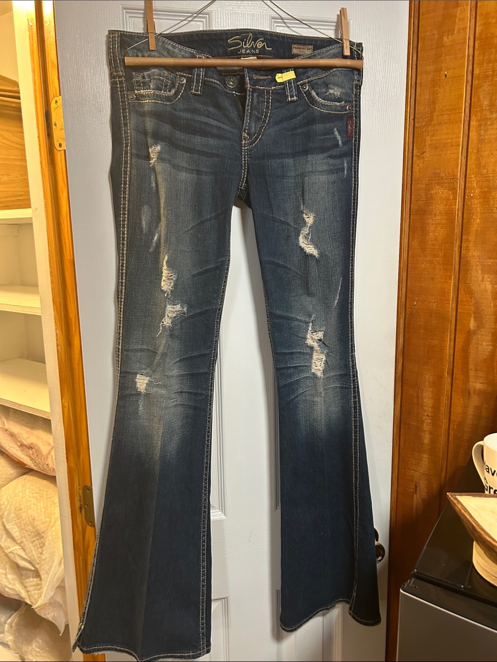 Silver Jeans Distressed Dark Indigo Flare Jeans size 29x33